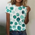 thumbnail image 1 of Summer Savings Clearance! Short Sleeves Tops for Women Long Womens T Shirts Loose Fit 3/4 Sleeve Floral Shirts for Women Short Sleeve Oversized Tshirts for Women Pack Workout, 1 of 6