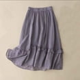 thumbnail image 1 of Summer Savings ! Skirt for Women Short Sale Women's Summer Casual Printed and Linen A-Line Elastic Waist Skirt Purple L, 1 of 3