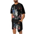 thumbnail image 1 of Stamzod 4Th of July Graphic Tees and Shorts Outfits for Men Streetwear Summer Short Sleeve Plus Size Track Suit with Pocket Daily Casual Sweatsuits for Men Black L, 1 of 7