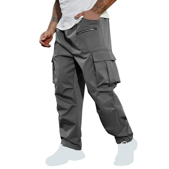 Stamzod Baggy Mens Sweatpants with Pockets Fashion Solid Color Summer Elastic Waist Cargo Pants Casual Loose Plus Size Workout Pants for Men Dark Gray M