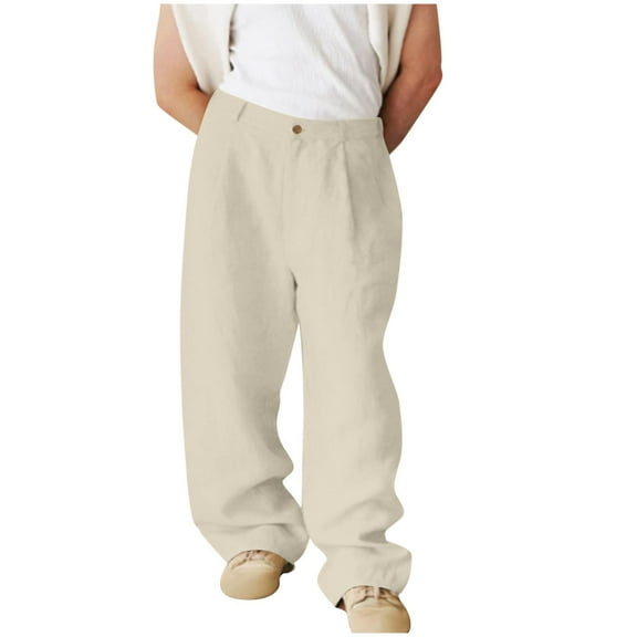 Stamzod Baggy Sweatpants for Men Fashion Solid Colid Wide Leg Outdoor Trousers Casual Loose Plus Size Work Pants for Men with Pocket Khaki XXXL