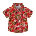 thumbnail image 1 of Stamzod Boys Summer Shirts Fashion Tropical Printed Short Sleeve Boys Button Down Shirt with Pocket Casual Loose Vacation Beach Hawaiian Shirts for Boys Red 14 Years, 1 of 7