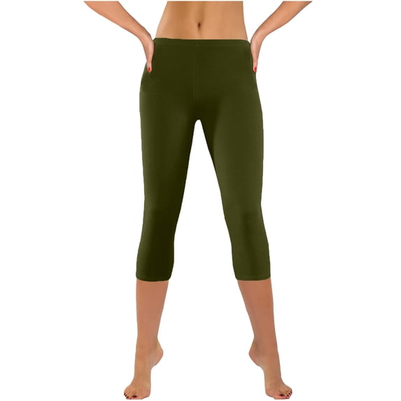 Stamzod Capri Leggings for Women Tummy Control Compression Leggings with Pockets High Waisted Yoga Pants Workout Leggings for Women