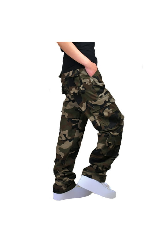 Cargo Pants for Men Men's Pants Camouflage Multiple Pockets Military Outdoor Straight Mens Fitness Hiking Pants Men