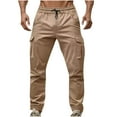 thumbnail image 1 of Stamzod Cargo Sweatpants for Men Fashion Solid Color Summer Elastic Waist Long Pants with Pockets Acivewear Casual Loose Oversized Trousers for Men Khaki B S, 1 of 5