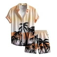 thumbnail image 1 of Summer Savings Clearance! Stamzod Hawaiian Short Sets for Men 2 Piece Summer Plam Printed Short Sleeve Button Down Shirt and Shorts Casual Loose Beach Vacation Outfits for Men Yellow XL, 1 of 3