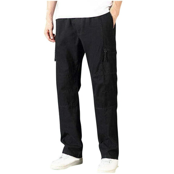 Stamzod Large Tall Sweatpants for Men Fashion Solid Color Cotton Workout Pants Casual Comfortable Trousers for Men with Pocket Black XXXL