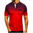 thumbnail image 1 of Summer Savings Clearance! Stamzod Men Clothes Large T Shirts For Men Short Sleeve Casual Tops Lapel Gradient Color Printed With Button Down Basic Tees Men's T Shirts, 1 of 4