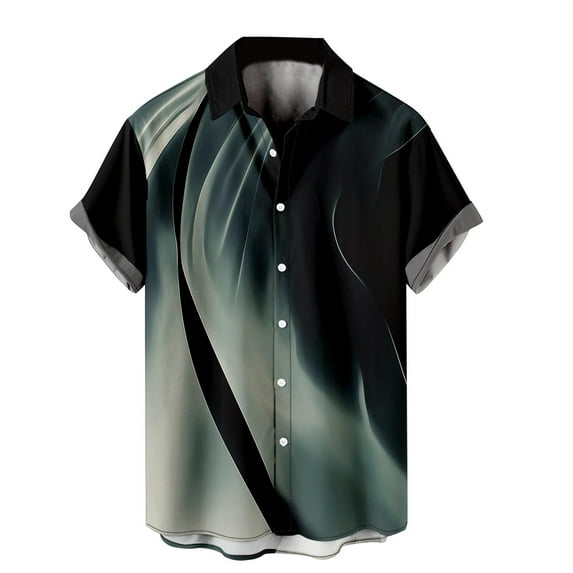 Stamzod Men Clothes Mens Harajuku Business Shirts Casual Short Sleeve Button Down Print Colorblock Dress Shirts Plus Size Beach Shirts Tops