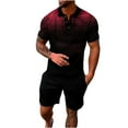 thumbnail image 1 of Stamzod Men's Short Sets 2 Piece Outfit Short Sleeve Button Up Shirt and Shorts Tracksuit Casual Colorblock Plaid Business Sets, 1 of 5