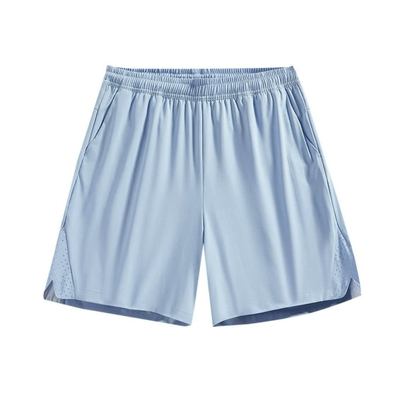 Stamzod Men Short Fashion Solid Color Summer Elastic Waist Drawstring Shorts Casual Loose Plus Size Athletic Shorts for Men with Pocket Black E L