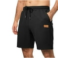 thumbnail image 1 of Stamzod Men Short Fashion Solid Color Summer Elastic Waist Drawstring Shorts Casual Loose Plus Size Athletic Shorts for Men with Pocket Black E M, 1 of 6