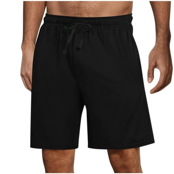 Stamzod Men Short Fashion Solid Color Summer Elastic Waist Drawstring Shorts Casual Loose Plus Size Athletic Shorts for Men with Pocket Black E XXL