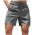thumbnail image 1 of Stamzod Men Short Fashion Solid Color Summer Elastic Waist Drawstring Shorts Casual Loose Plus Size Athletic Shorts for Men with Pocket Black E XXXL, 1 of 7