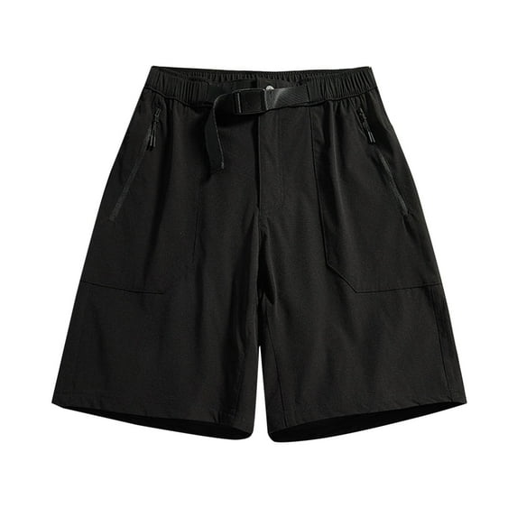 Stamzod Men Short Fashion Solid Color Summer Elastic Waist Drawstring Shorts Casual Loose Plus Size Athletic Shorts for Men with Pocket Black E XXXXXL