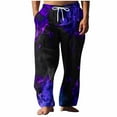 thumbnail image 1 of Stamzod Men Sweatpants Fashion Graphic Pritning Elastic Waist Straight Baggy Pants Home Wear Plus Size Casual Pants for Men with Pockets Purple XXXL, 1 of 5