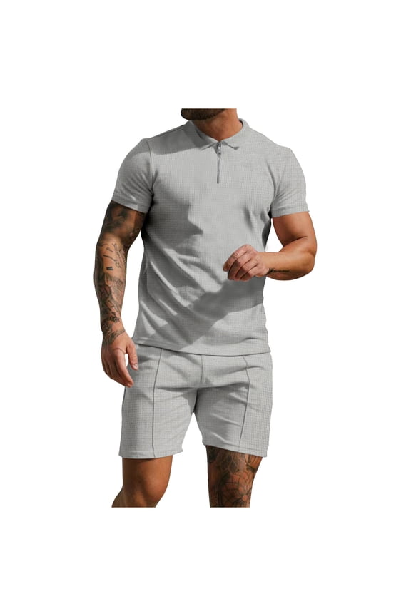 Summer Stamzod Men Tracksuit 2 Piece Short Sleeve Button Up Shirts Shorts Jogging Suits Oversize Causal Business Outfit Sets