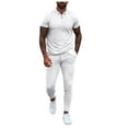 thumbnail image 1 of Stamzod Men's 2 Piece Casual Set Solid Zipper Business Suit Short Sleeve Shirt and Trousers Fashion Track Suits for Men Set, 1 of 5