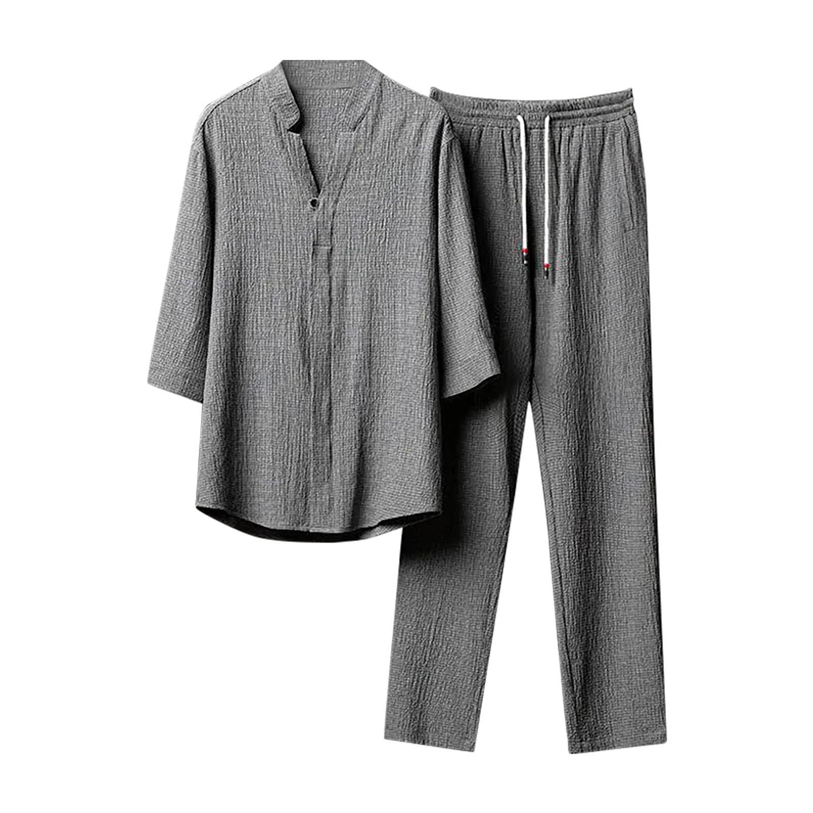 Men's Full Size Zip Up Top and Pants Set Plus Size