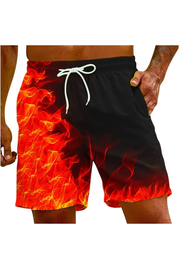 Men's Summer Flame Printing Special Print Beach Casual Trouser Shorts Pant