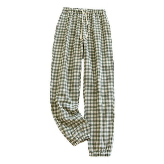 Summer Savings Clearance! Stamzod Men's Plaid Print Pants Drawstring Waist Loose Fitting Straight Bunched Feet Pants Casual Jogger With Pocket