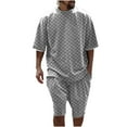thumbnail image 1 of Stamzod Men's Track Suits Oversize Fashion Plaid Print 2 Piece Summer Short Sets Outfit Casual Short Sleeve T Shirt and Shorts Set, 1 of 6