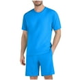 thumbnail image 1 of Stamzod Men's Tracksuits 2 Piece Summer Solid Color Crew Neck T Shirts and Shorts Set Casual Activewear Plus Size Short Sets for Gym Running Workout Sky Blue XXXL, 1 of 6