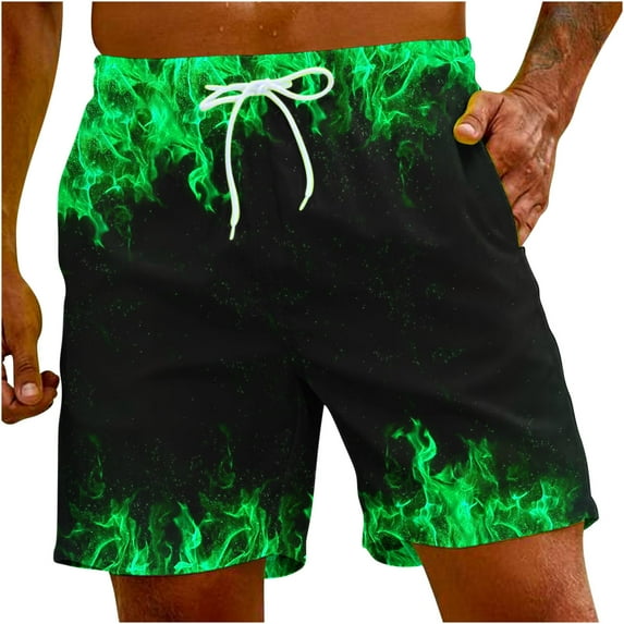 Stamzod Mens Beach Shorts Fashion Graphic Causal Shorts Flame Digital Print Surfing Shorts Lightweight Oversize Sporting Shorts