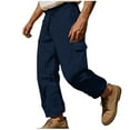 thumbnail image 1 of Stamzod Mens Cargo Pants Fashion Solid Color Summer Elastic Waist Straight Work Pants Casual Loose Plus Size Sweatpants for Men with Multi-Pocket Dark Blue B M, 1 of 6