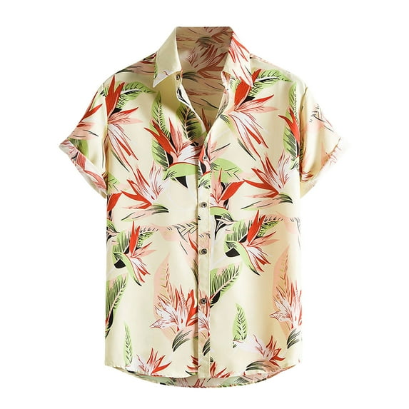 Summer Savings Clearance Stamzod Mens Hawaiian Tropical Shirt Short Sleeve Casual Button Down Lapel Summer Beach Shirts on clearance