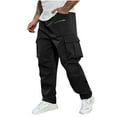 thumbnail image 1 of Stamzod Mens Jogging Pants with Pockets Fashion Solid Color Summer Elastic Waist Cargo Pants Casual Loose Plus Size Sweatpants for Men Black B XL, 1 of 7