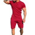 thumbnail image 1 of Stamzod Mens Short Sets Men's Suits Fashion Tracksuit Casual Short Sleeve Tshirt Shorts Slim Fitted Athletic Sweatsuits 2 Piece Outfits, 1 of 7