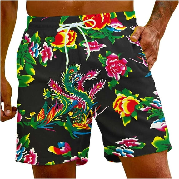 Summer Savings Clearance! Stamzod Mens Shorts Fashion Breathable Oversize Beach Board Shorts Novelty Flower Print Lightweight Comfy Streetwear Shorts