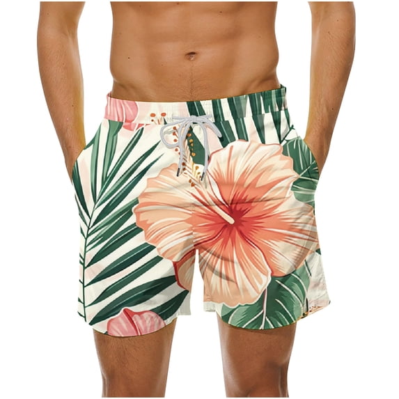 Summer Savings Clearance! Stamzod Mens Swim Shorts Quick Dry Surf Bathing Suits Fashion Graphic Mens Shorts Plus Size Beach Shorts With Pockets
