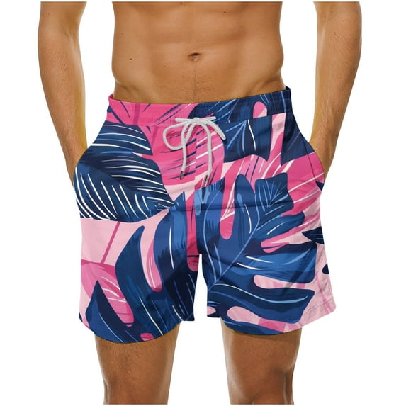 Summer Savings Clearance! Stamzod Mens Swim Trunks Clearance Quick Dry Plus Size Swim Shorts With Drawstring Pockets Palm Tree Printed Hawaii Beach Shorts Mens Bathing Suit