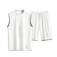 thumbnail image 1 of Stamzod Mens Track Suits 2 Piece Set Summer Solid Color Sleeveless Workout Tank Tops and Basketball Shorts Casual Loose Plus Size Running Short Sets for Men White M, 1 of 3