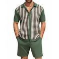thumbnail image 1 of Stamzod Mens Vacation Outfits 2 Piece Summer Plus Size Short Sleeve Button Down Shirt and Shorts Set Casual Loose Beach Short Sets for Men with Pocket Green XL, 1 of 6