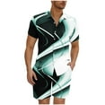 thumbnail image 1 of Stamzod Mens Vacation Outfits 2 Piece Summer Short Sleeve Graphic Button Down Shirts and Shorts Loungewear Daily Casual Plus Size Sweatsuits for Men Green M, 1 of 5