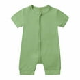 thumbnail image 1 of Stamzod Newborn Baby Boy Girl Zipper Solid Bodysuit Infant Short Sleeve Cotton Soft Romper Outfits Clothes, 1 of 7