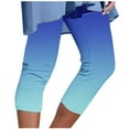 thumbnail image 1 of Stamzod Plus Size Capris for Women Fashion Gradient Printing Summer Stretch Waist Capri Leggings Casual Slim Fitting Workout Leggings for Women Blue M, 1 of 5