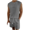thumbnail image 1 of Stamzod Running Sweatsuits for Men 2 Piece Fashion Solid Color Summer Sleeveless Gym Tank Tops and Shorts Set Casual Plus Size Athletic Track Suit with Pocket Gray B L, 1 of 6