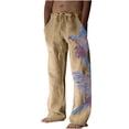 thumbnail image 1 of Summer Savings Clearance! Stamzod Summer Men's Cotton Linen Casual Pants Vintage Print Loose Wide Leg Pants Plus Size Open Bottom Joggers Sweatpants With Pockets, 1 of 7