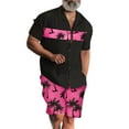 thumbnail image 1 of Stamzod Summer Outfits for Men 2 Piece Fashion Short Sleeve Hawaiian Shirt and Shorts Set Casual Loose Vacation Beach Sweatsuits for Men with Pocket Hot Pink M, 1 of 6