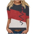 thumbnail image 1 of Stamzod Summer Tshirts Shirts for Women Fashion Patchwork Crewneck Half Sleeve Graphic Tee Shirts Daily Casual Loose Plus Size Tops for Women Red XXXL, 1 of 5
