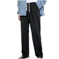 thumbnail image 1 of Stamzod Sweatpants for Men Fashion Solid Color Summer Elastic Waist Straight Wide Leg Pants Daily Casual Loose Plus Size Trousers for Men with Pockets Black B S, 1 of 7