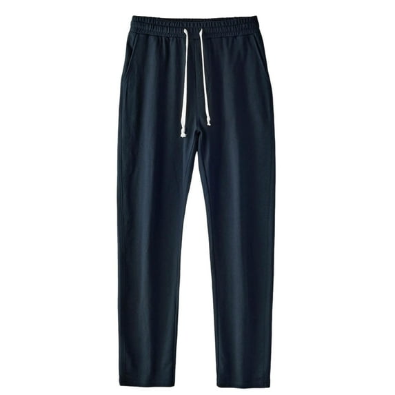 Stamzod Warm Up Pants Men Gray Sweatpants Fashion Solid Color Summer Stretch Waist Workout Pants with Pocket Activewear Casual Loose Straight Pants for Men Dark Blue S