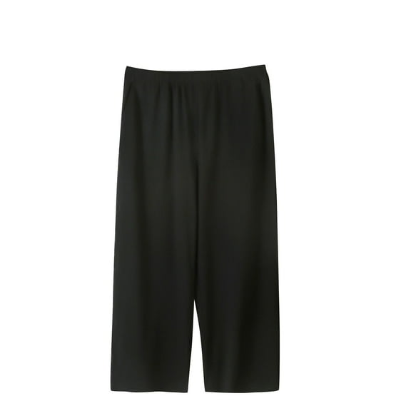 Stamzod Wide Leg Capris for Women Casual Loose Cotton Cropped Pants with Pocket Summer Lightweight Capri Pants for Women Black M