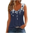 thumbnail image 1 of Summer Savings Clearance! Stamzod Women's Printed Pleated Casual Flare Tunic Tank Top Sleeveless Novelty Round Button Design Blouse Shirt Summer Streetwear, 1 of 3