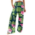 thumbnail image 1 of Stamzod Women's Wide Leg Lounge Pants with Pockets Lightweight Flower Print Straight Pant High Waisted Loose Trousers On, 1 of 5