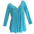 thumbnail image 1 of Stamzod Womens Long Sleeve Tops Fashion Floral Printing Summer V-Neck Pullover Top Casual Loose Plus Size Shirts for Women Blue F M, 1 of 3